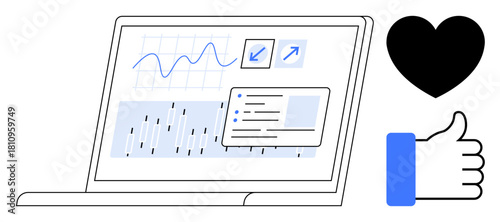 Data visualization concept. Data visualization on laptop with interactive charts and analysis tools. Data visualization for analytics, business insights, user interaction, and decision making