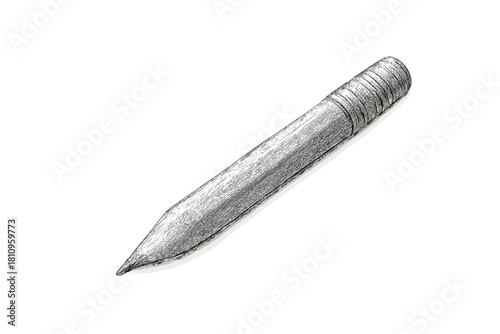 Sharp graphite pencil with textured grip isolated on white background
