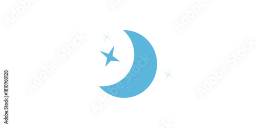 Free Download Light blue crescent paper cutout, moon icon, waxing moon symbol, crescent moon icon symbol set on transparent background. - GFXLoad