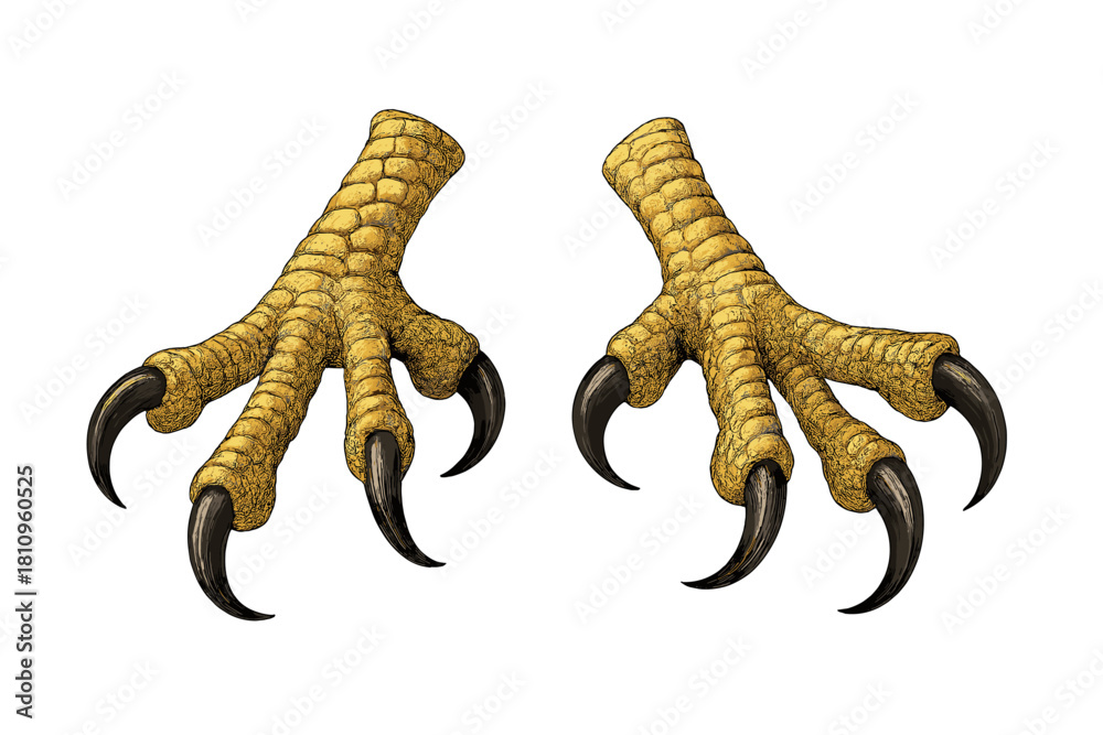 Fototapeta premium Detailed predatory bird talons with sharp black claws