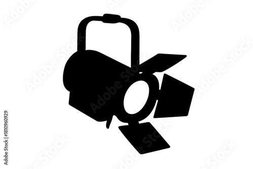 Black silhouette of stage spotlight with adjustable barn doors