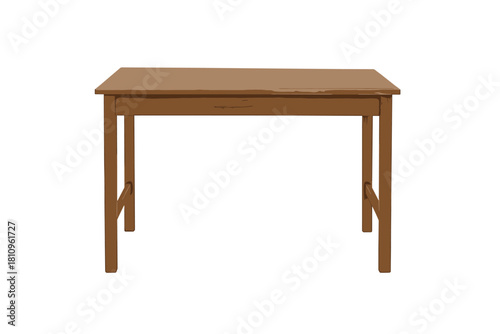 Minimalist rectangular wooden dining table or desk with natural wood grain