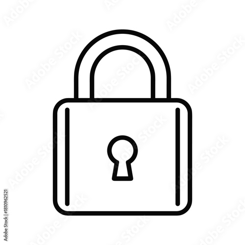 Simple outline icon of a padlock symbol for security and protection