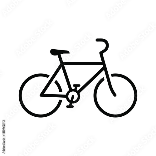 Simple line art icon of a bicycle on a white background
