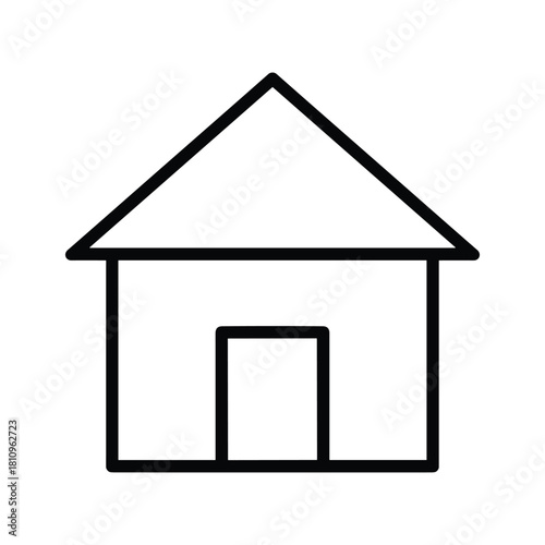 Simple outline drawing of a house with a door