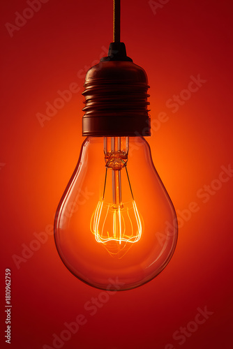 Brightly illuminated glass light bulb isolated on white, symbolizing a glowing concept of energy and innovation in technology