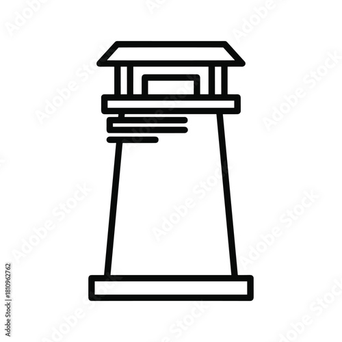 Simple outline drawing of a lighthouse tower with lantern room