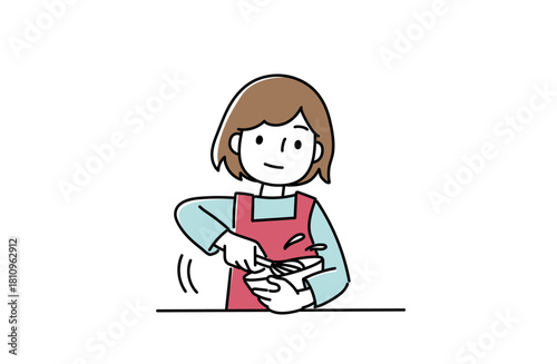 泡立てを頑張っている女性