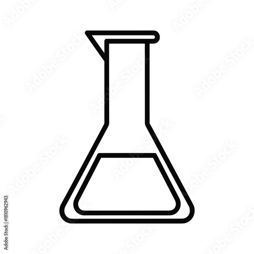 Simple outline icon of a laboratory erlenmeyer flask with liquid