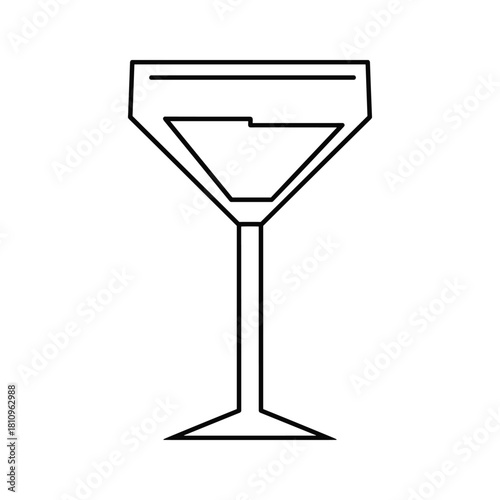 Simple line drawing of a martini glass with liquid