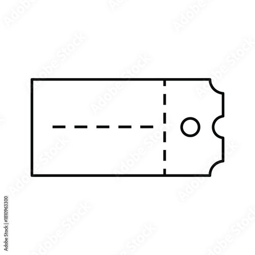 Simple outline icon of a blank ticket with perforated tear line