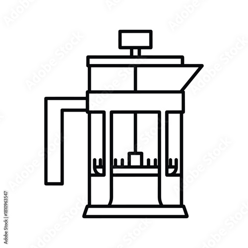 Simple line art icon of a french press coffee maker