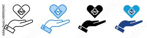 Health icon set multiple style collection