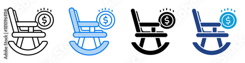 Retirement icon set multiple style collection
