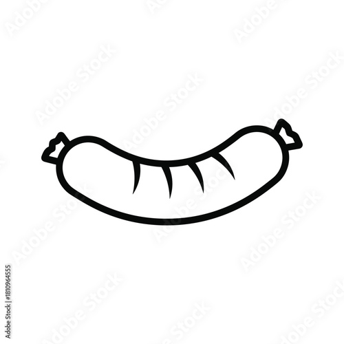 Simple outline drawing of a single sausage with grill marks