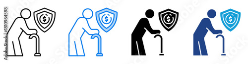 Pensions icon set multiple style collection