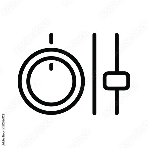 Simple line art icon of a volume knob and a slider control