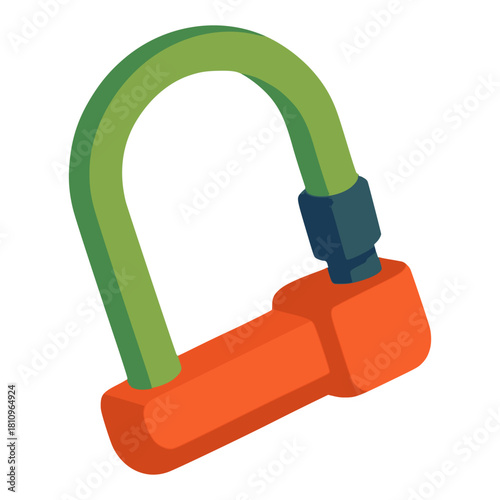 bike lock safety protection flat color vector illustration template design