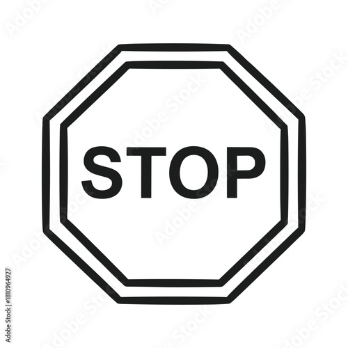Simple octagonal stop sign icon with bold black letters
