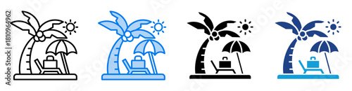 Vacation icon set multiple style collection