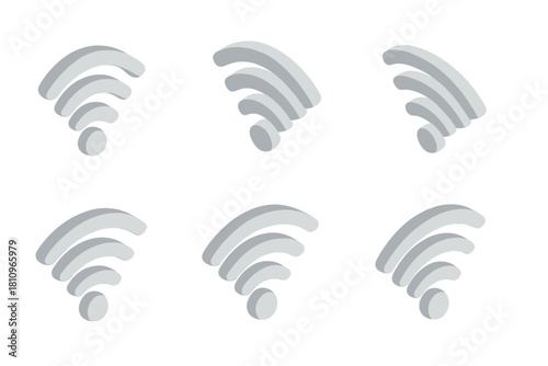 Isometric gray wireless signal icons in repeating pattern