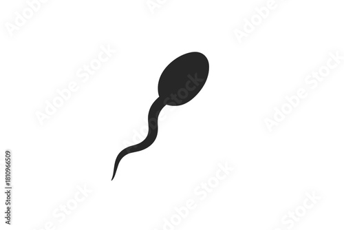 Black silhouette icon of human sperm cell in swimming motion