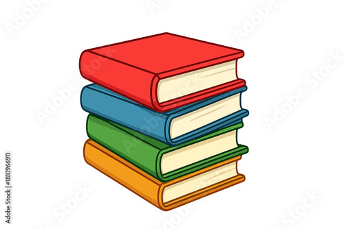 Stack of four colorful hardcover books with thick pages