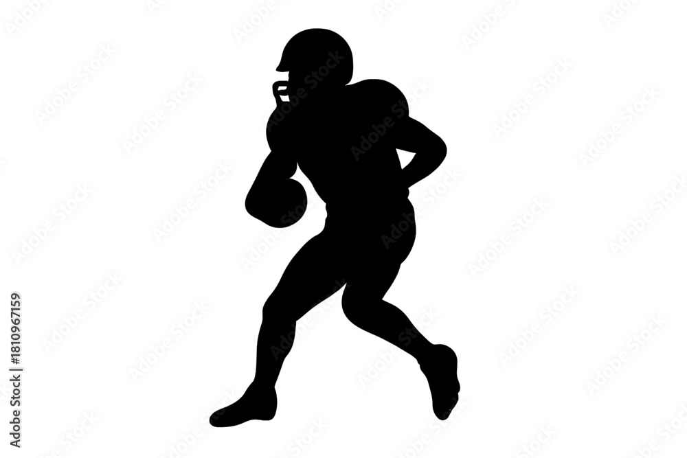 Naklejka premium American football player silhouette running dynamically with ball