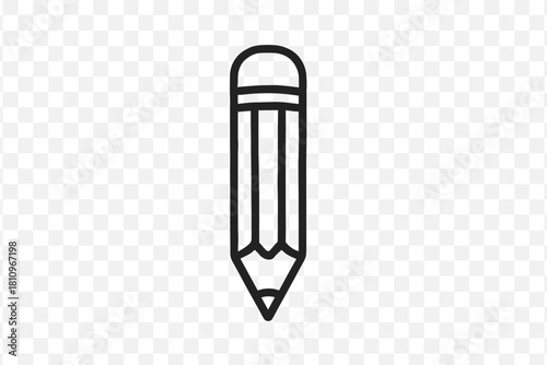 Minimalist black outline icon of a sharpened wooden writing pencil