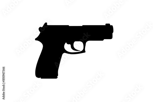 Modern semi-automatic handgun silhouette in black side view