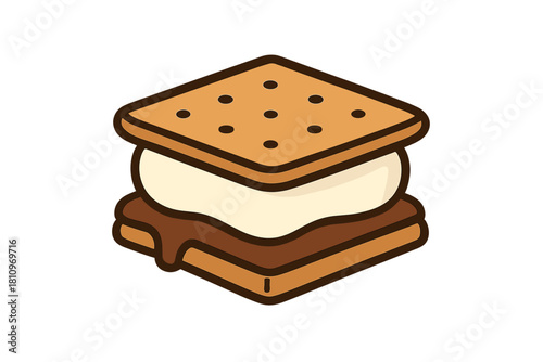 S'more dessert sandwich with melted marshmallow and chocolate between graham crackers