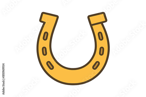 Traditional golden horseshoe symbol of luck and protection isolated on white background