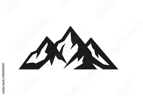 Stylized black silhouette of a rugged mountain range with sharp peaks