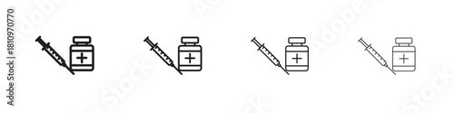 Vaccine vial icon. Vector isolated pictograms.