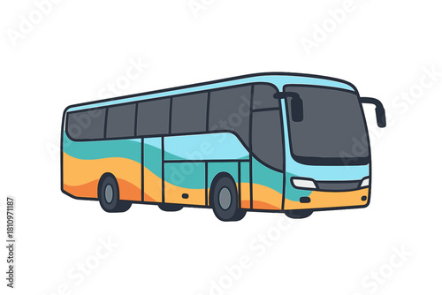 Colorful modern coach bus for passenger transportation and long distance travel