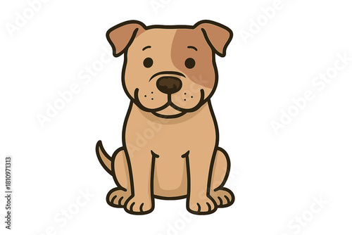 Adorable cartoon puppy sitting calmly with a friendly face and simple brown color palette