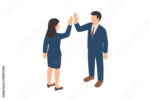 Professional business colleagues celebrating success with a high five gesture