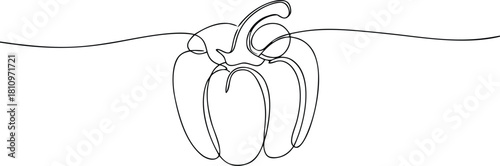 Single line drawing of a bell pepper paprika capsicum