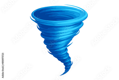 Dynamic blue swirling cyclone or hurricane vortex isolated on a white background
