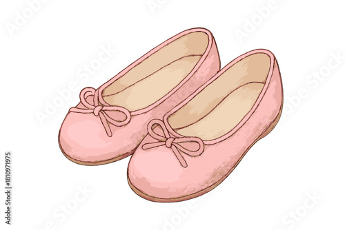 Pink ballet flats with decorative bows, classic women's slip-on shoes for casual wear