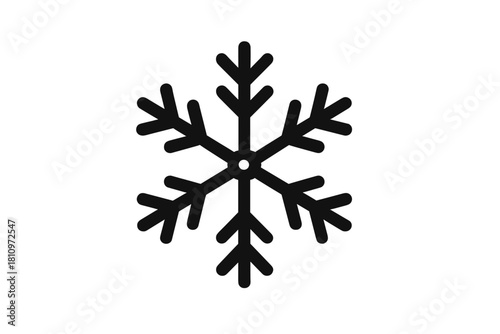 Minimalist black snowflake symbol representing winter cold and freezing weather