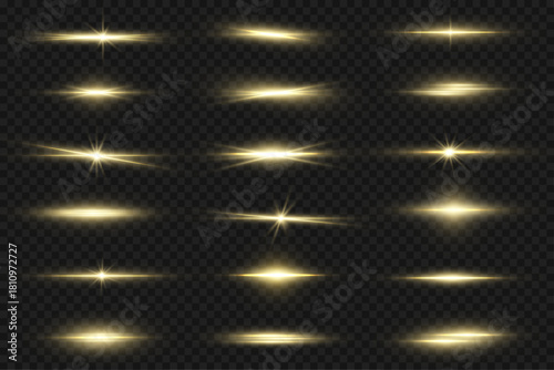 A bright gold line glows with warm sparkle and smooth radiant flare on transparent background. Its shimmering beam adds luxury and clarity. Perfect for elegant dividers and highlights.