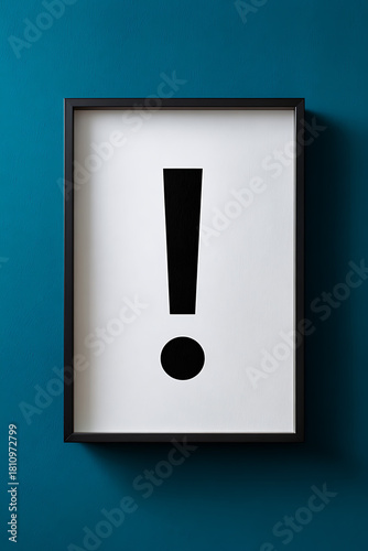 Red exclamation mark sign icon on white wall power switch button for electrical attention symbol