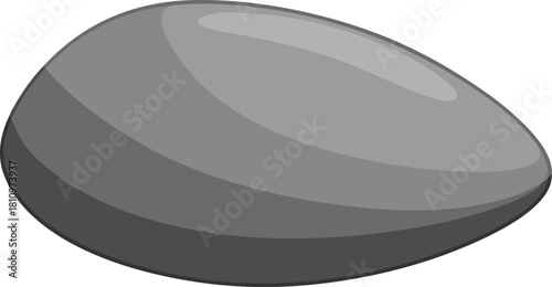 Smooth gray oval stone isolated on white background