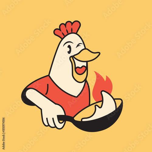 Chicken chef with wok