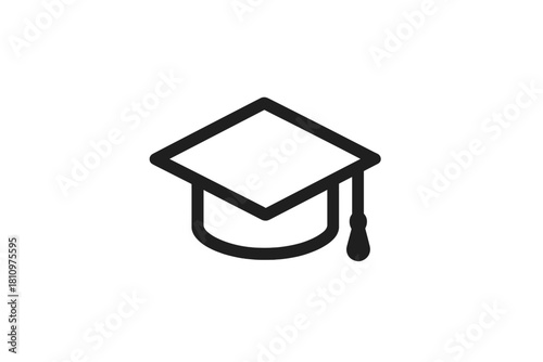 Outline icon of academic graduation cap with tassel for educational concepts