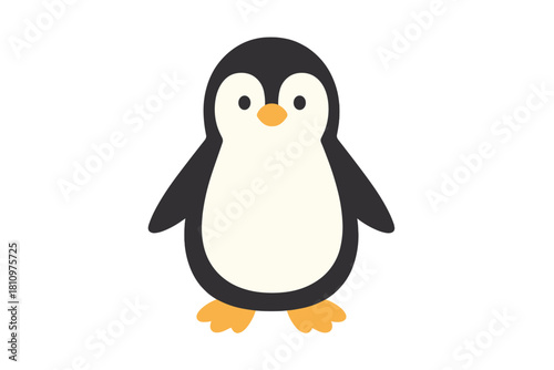 Adorable baby penguin standing isolated on clean white background