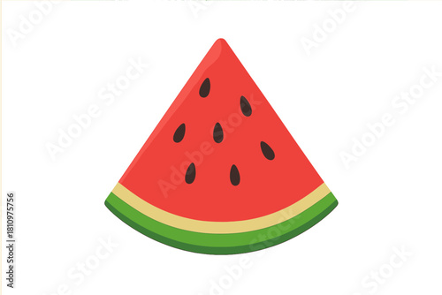 Fresh slice of watermelon fruit with seeds isolated on white background