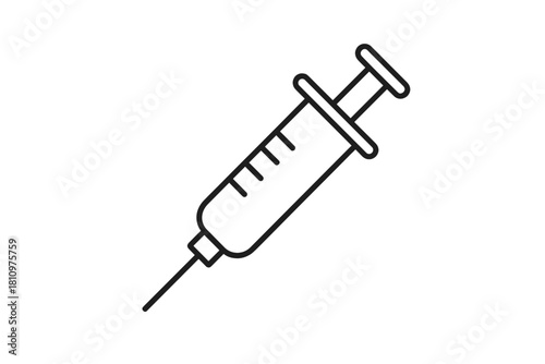 Simple outline icon of medical syringe with needle and dosage markings