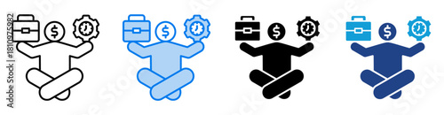 Work life icon set multiple style collection